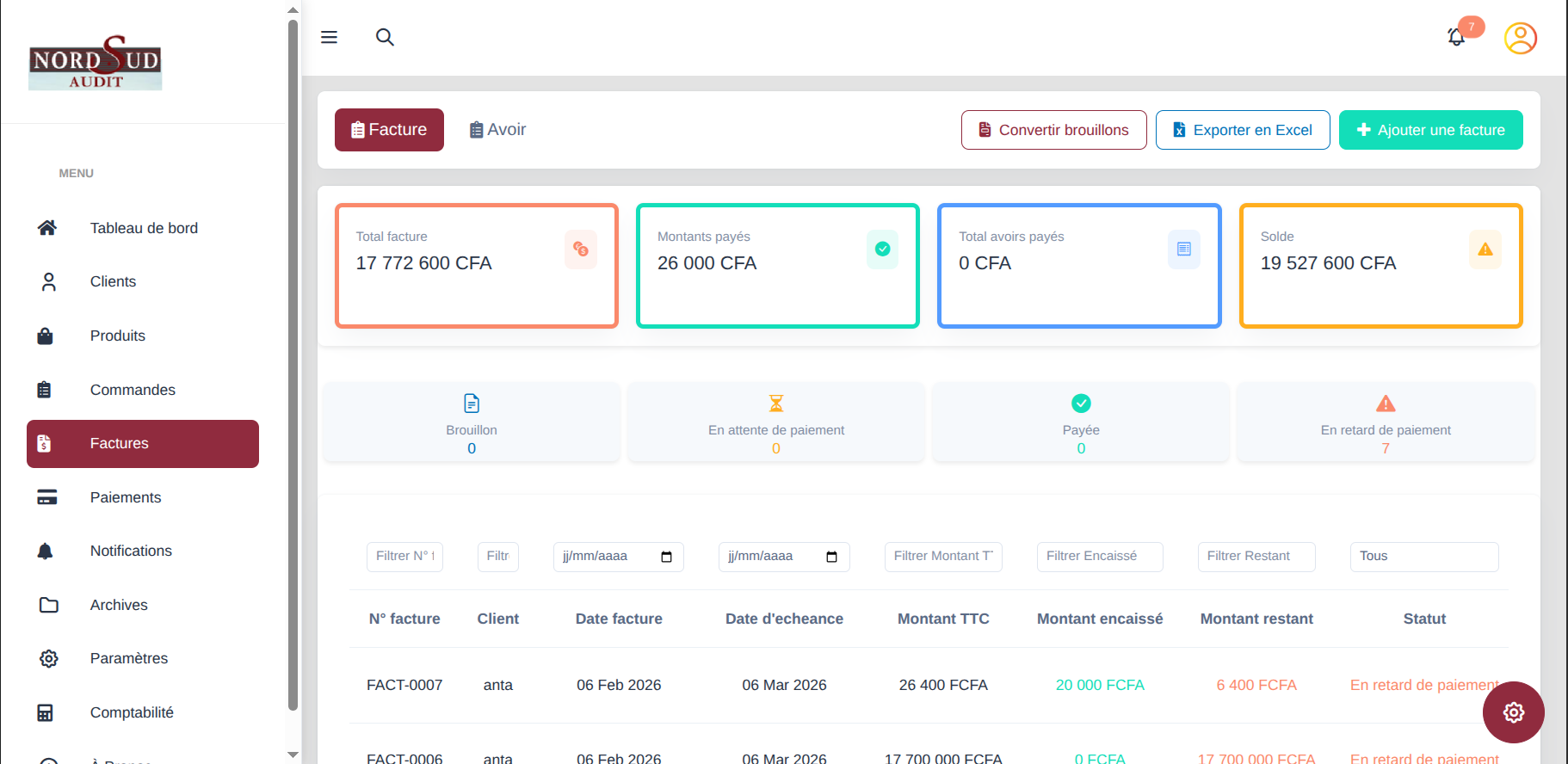 Création de facture Invocia